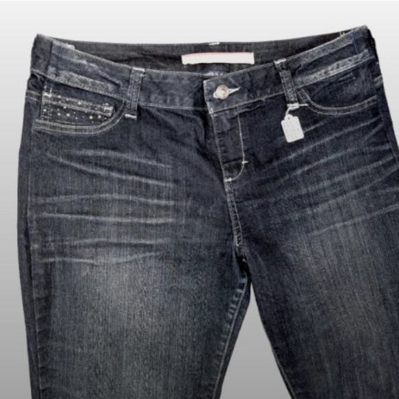 S & P  ♡ Gorgeous Black Stretchy Denim Embellished Bling Skinny Jeans 10|12 Long - Picture 6 of 17